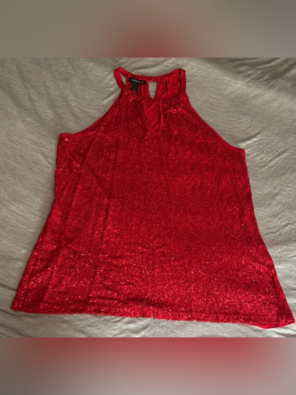 INC International Concepts Red Sequin Halter Tank Top